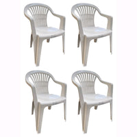 Set 2 Sedie in Polipropilene da Giardino Colore Bianca Impilabile con Braccioli Mod. Nizza