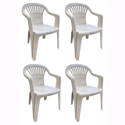 Set 2 Sedie in Polipropilene da Giardino Colore Bianca Impilabile con Braccioli Mod. Nizza