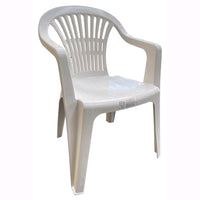 Set 4 Sedie in Polipropilene da Giardino Colore Bianca Impilabile con Braccioli Mod. Nizza