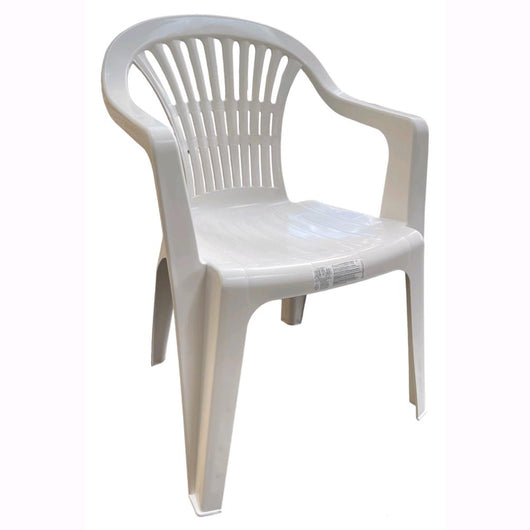 Set 4 Sedie in Polipropilene da Giardino Colore Bianca Impilabile con Braccioli Mod. Nizza