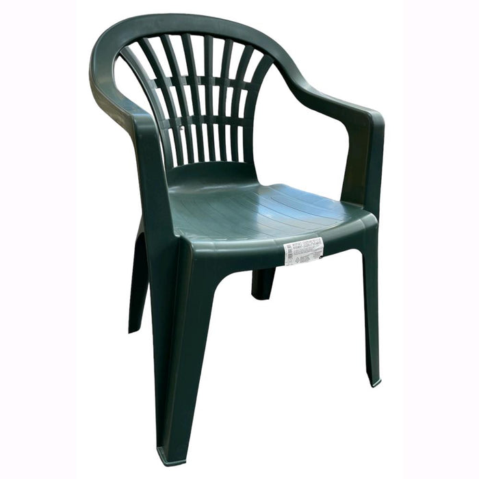 Set 4 Sedie in Polipropilene da Giardino Colore Verde Impilabile con Braccioli Mod. Nizza