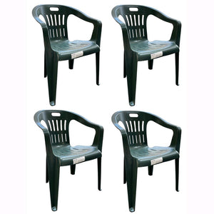 Set 4 Sedie impilabili + Tavolo in Polipropilene da Giardino Colore Verde Mod. Lido