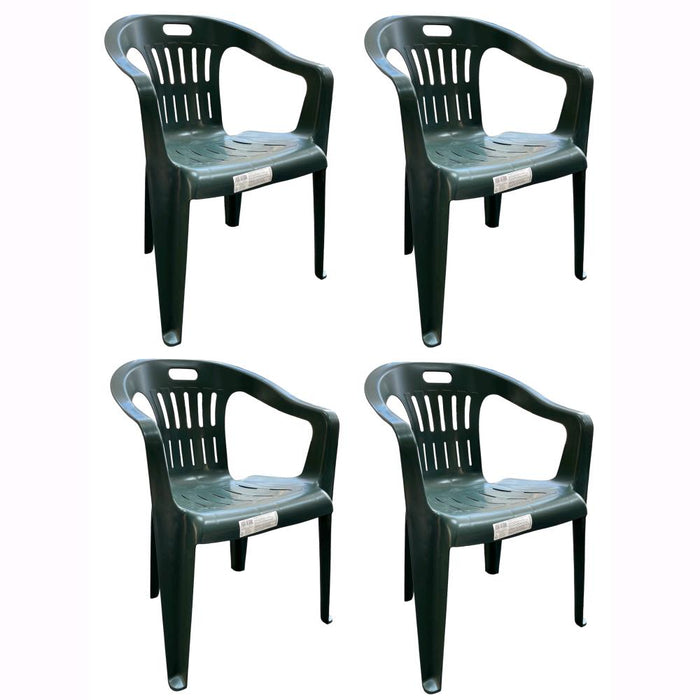 Set 4 Sedie impilabili + Tavolo in Polipropilene da Giardino Colore Verde Mod. Lido
