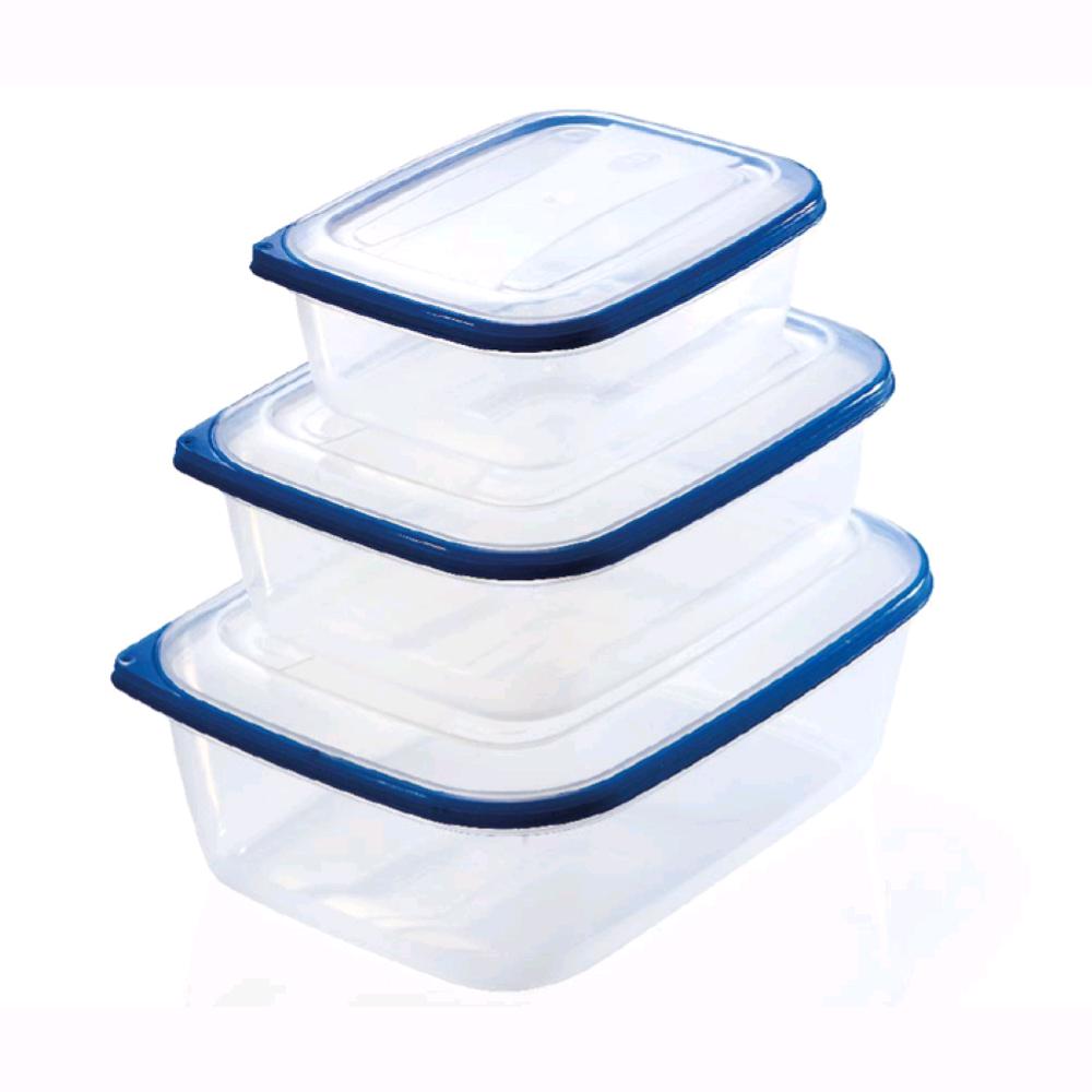 Tris di Contenitori Rettangolare per Alimenti in polipropilene Litro da Frigo 3 Pezzi