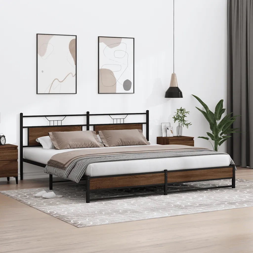 Giroletto senza Materaso in Metallo Rovere Marrone 193x201 cm 3325133