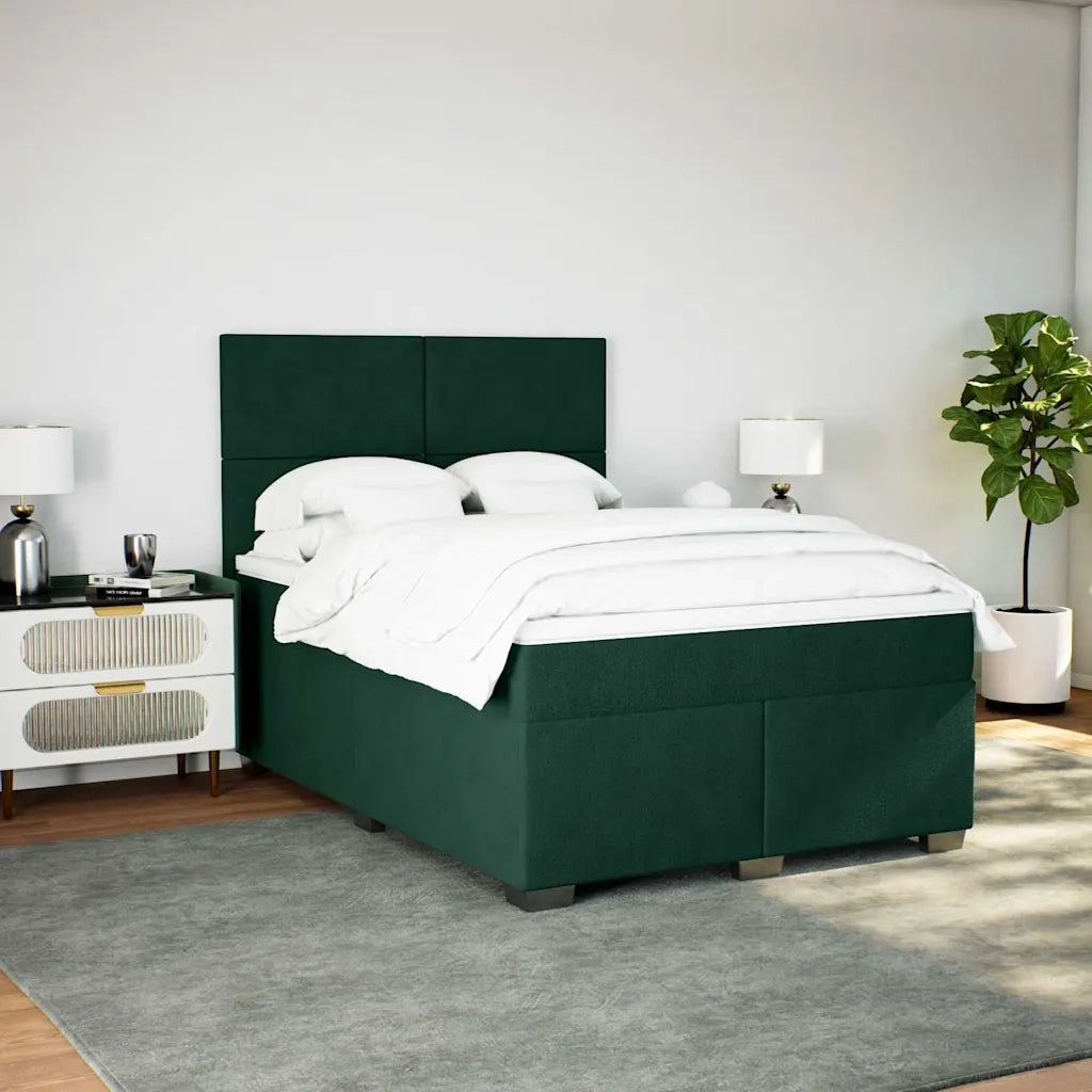 Giroletto a Molle con Materasso Verde Scuro 140x200 cm Velluto 3293227