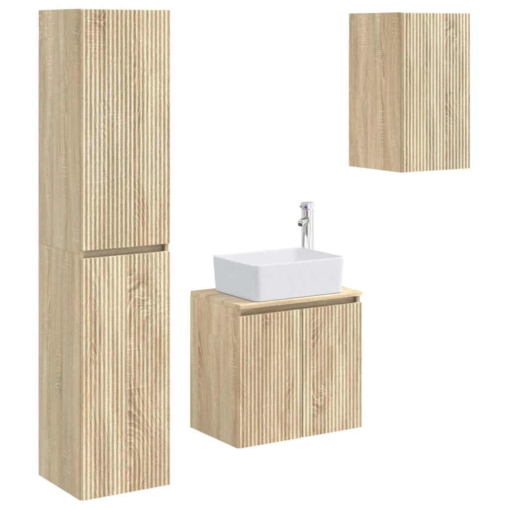 Set di mobili per il bagno 3 pz Rovere Sonoma 3406075