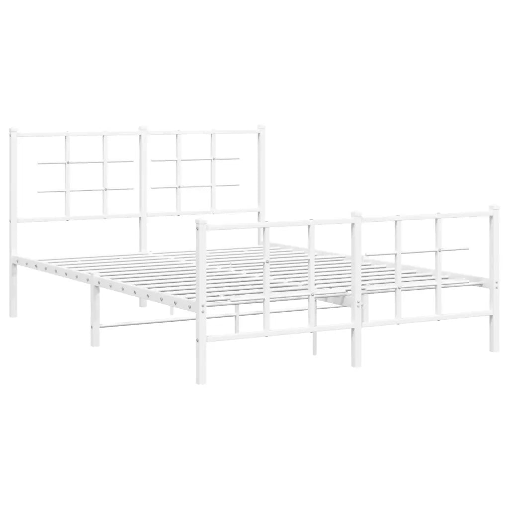 Letto matrimoniale | Letto per adulti | Giroletto con Testiera e Pediera Metallo Bianco 140x200 cm