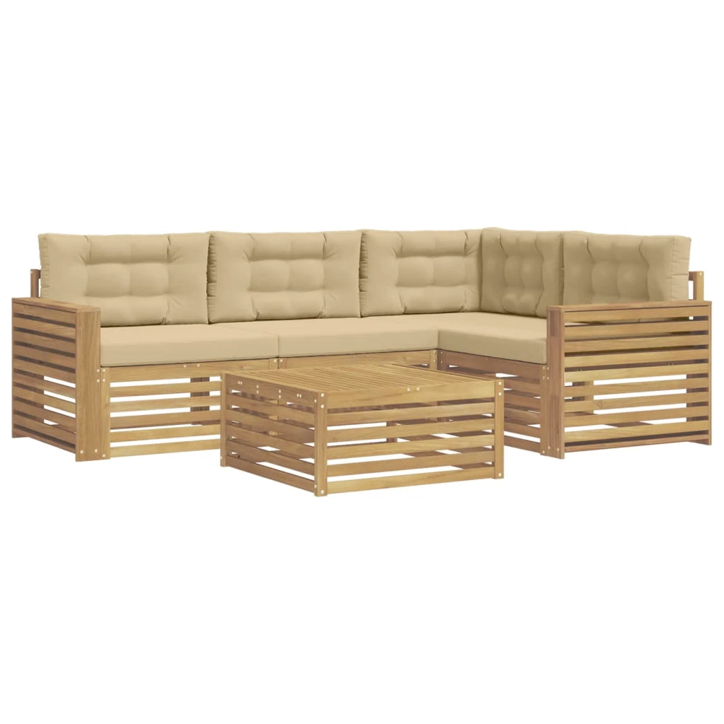 Set di divani da esterno 5 pcs Bianco e Beige 79 x 79 x 37 cm 3390453