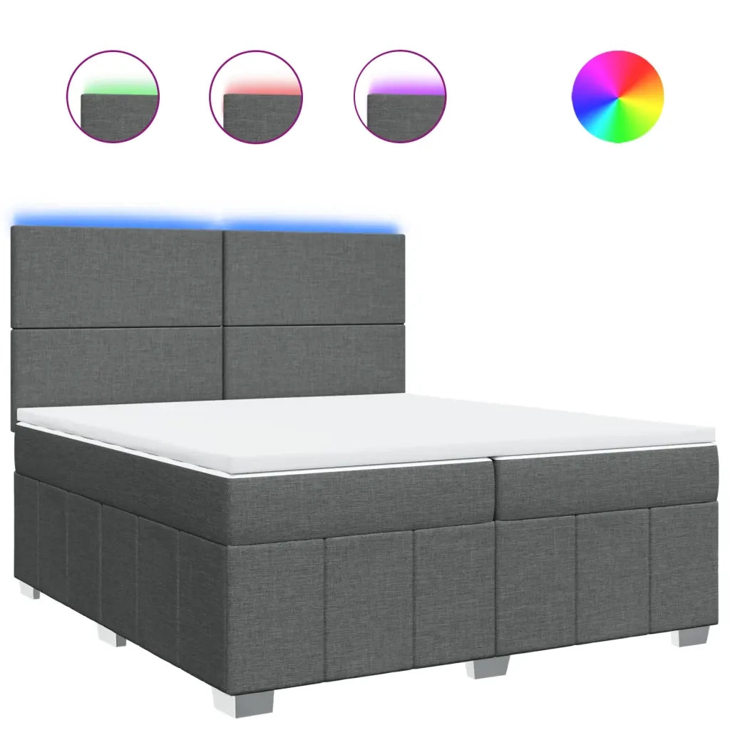 Giroletto a Molle con Materasso Grigio Scuro 200x200 cm Tessuto 3294069