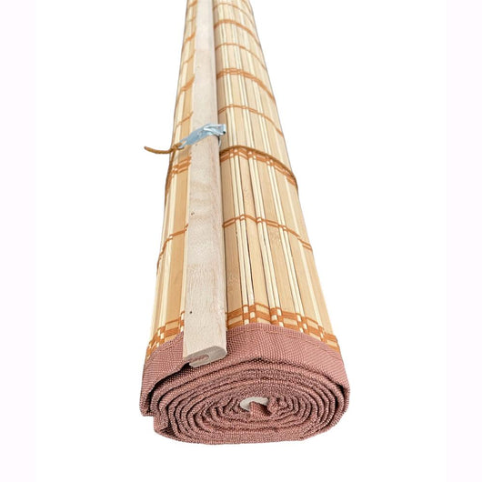 Tapparella in Listelli Bambù Bordo Cotone 200x300H cm Midollino Colore Marrone Giorgia