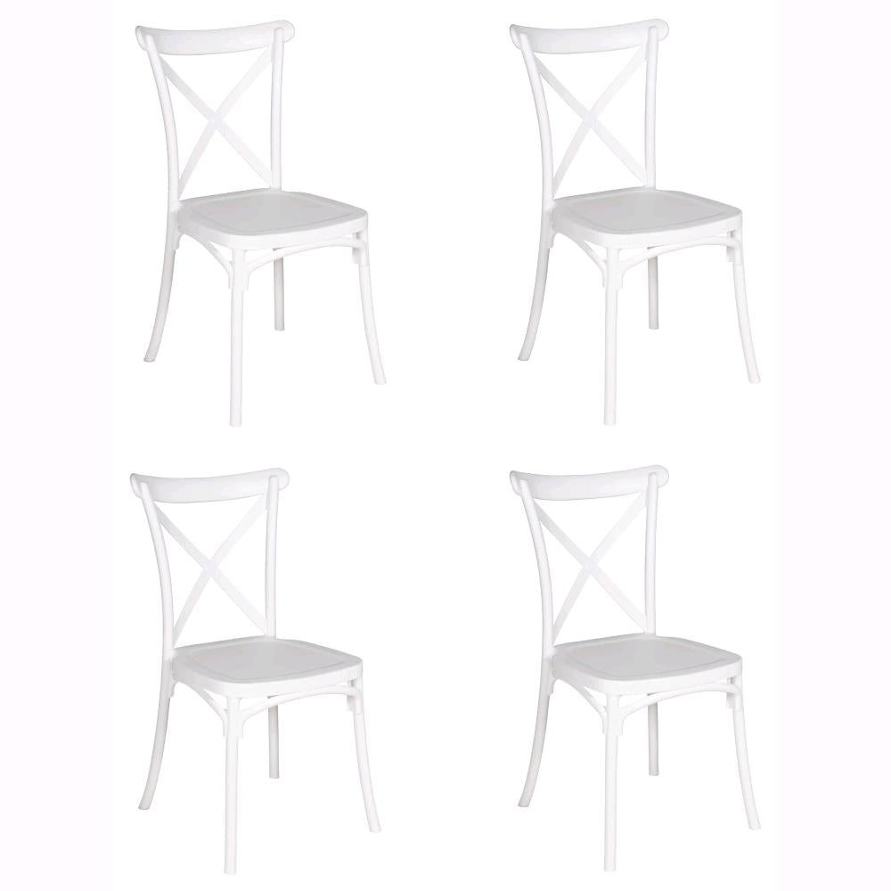 Set 4 Sedie Impilabili in polipropilene 88x53x48 cm Colore Bianco Design Retrò