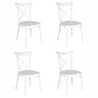Set 4 Sedie Impilabili in polipropilene 88x53x48 cm Colore Bianco Design Retrò