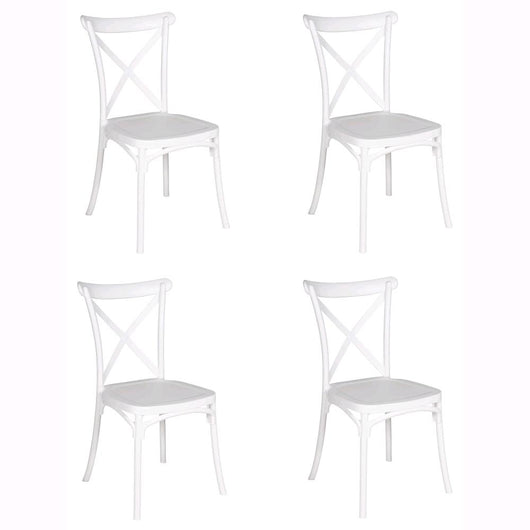 Set 4 Sedie Impilabili in polipropilene 88x53x48 cm Colore Bianco Design Retrò