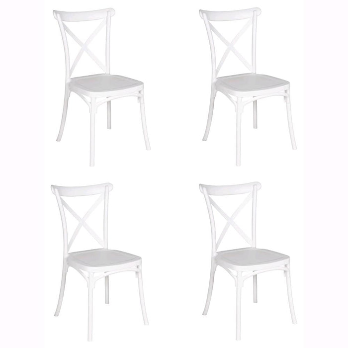 Set 4 Sedie Impilabili in polipropilene 88x53x48 cm Colore Bianco Design Retrò