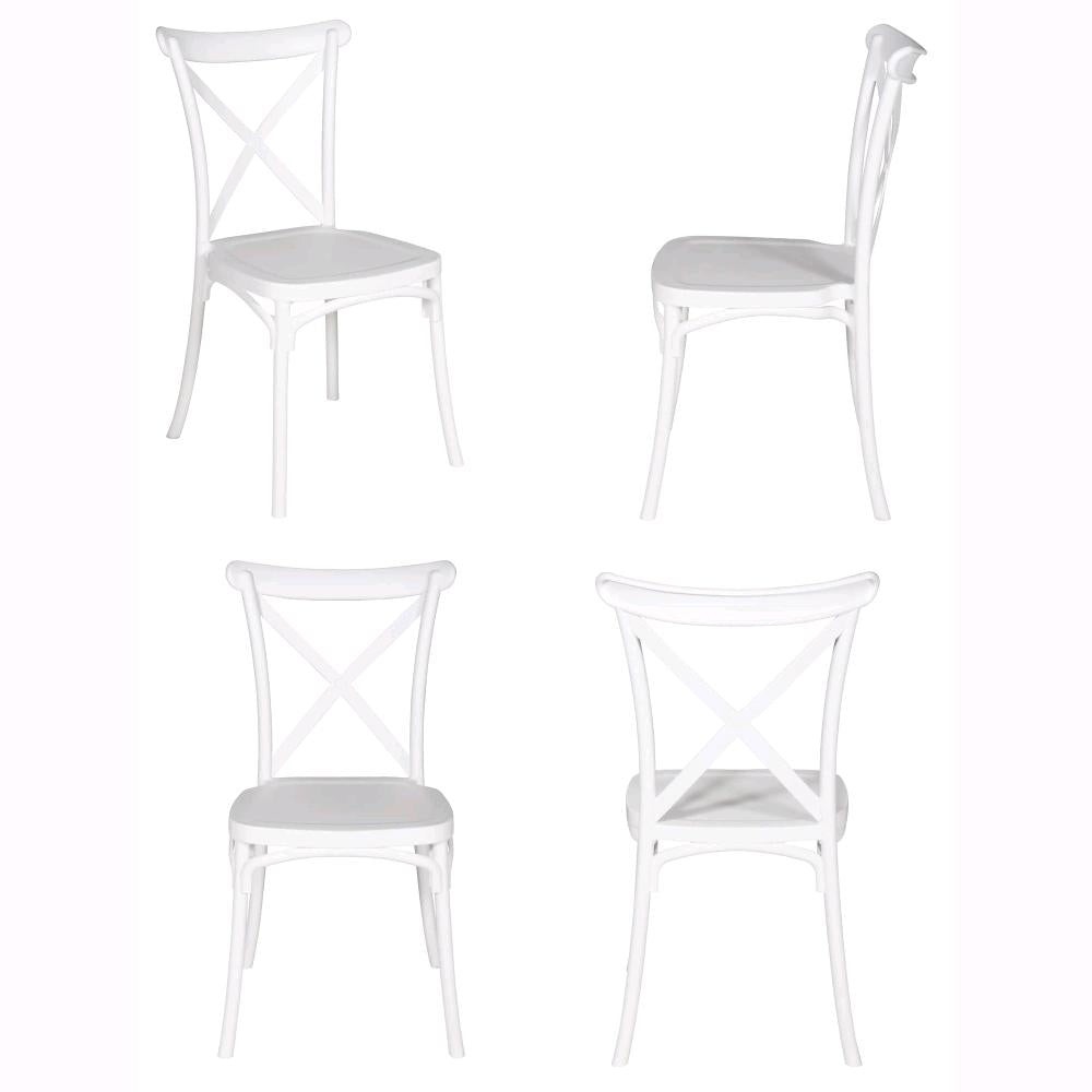 Set 4 Sedie Impilabili in polipropilene 88x53x48 cm Colore Bianco Design Retrò