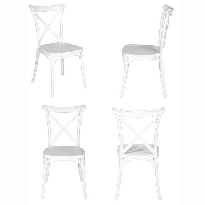 Set 4 Sedie Impilabili in polipropilene 88x53x48 cm Colore Bianco Design Retrò