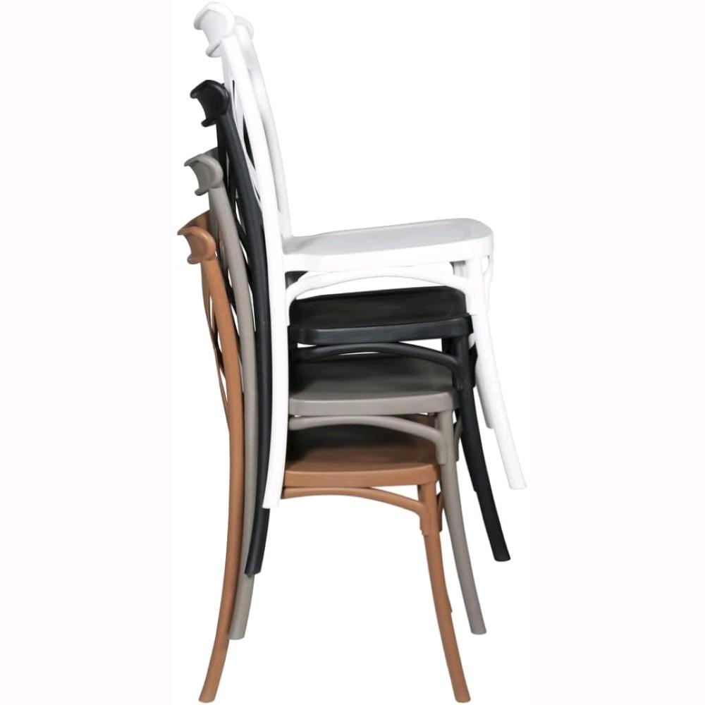 Set 4 Sedie Impilabili in polipropilene 88x53x48 cm Colore Bianco Design Retrò