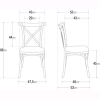 Set 4 Sedie Impilabili in polipropilene 88x53x48 cm Colore Bianco Design Retrò