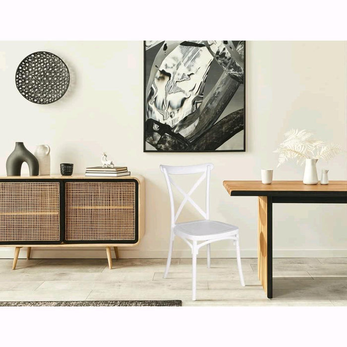 Set 4 Sedie Impilabili in polipropilene 88x53x48 cm Colore Bianco Design Retrò