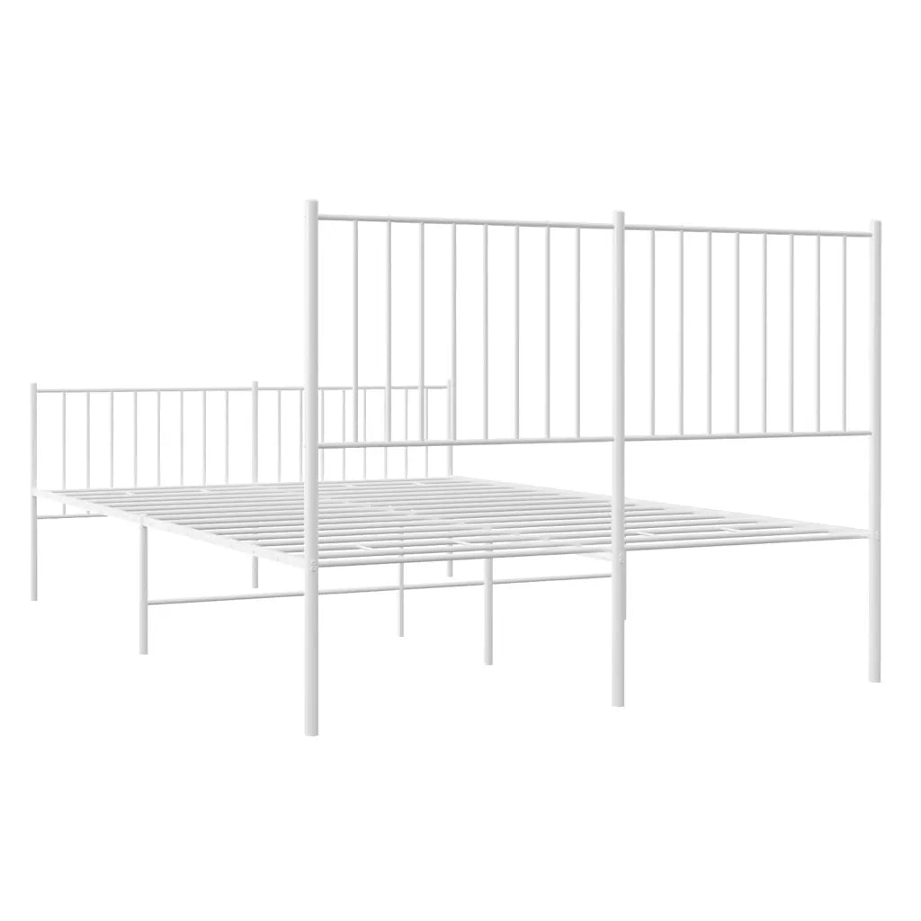 Giroletto con Testiera e Pediera-Struttura Letto Metallo Bianco 140x190 cm 459491