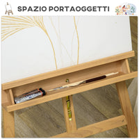 Cavalletto Treppiede da Pittura 65x110x180-235 cm in Legno Naturale