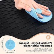 Afdruipmat siliconica con spugna, asciugamano, resistente al calore, sottopiatto, pannello di sottopiatto (nero, 45 x 40 cm)