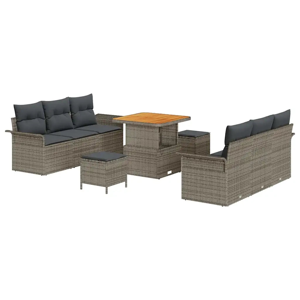 Set Divano da Giardino con cuscino 9 pcs Grigio polyrattan 3362088