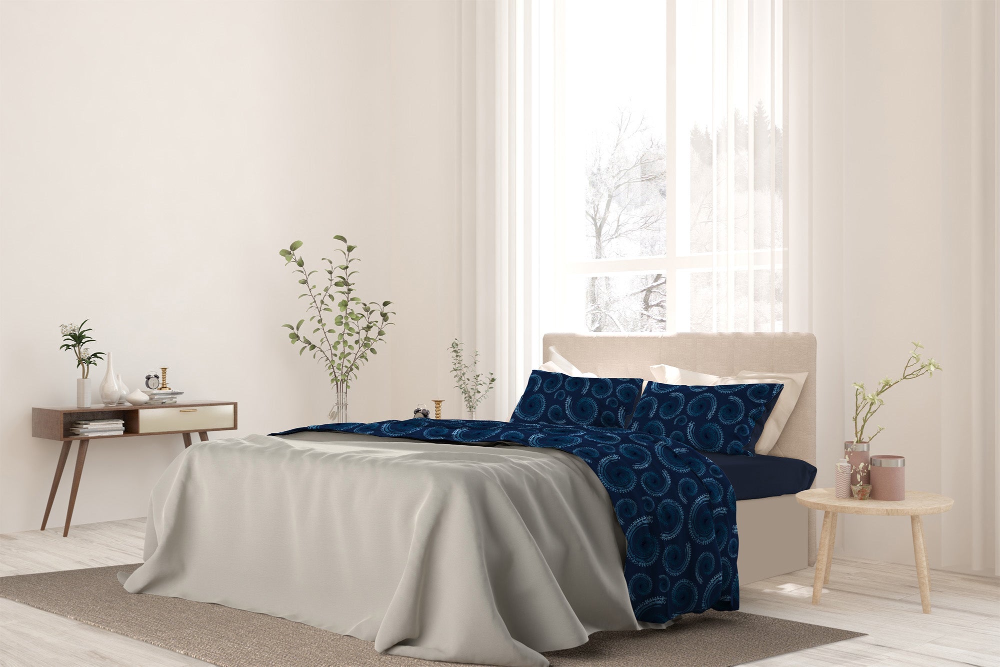 Set Lenzuola 1 Piazza e Mezzo con Stampa Sopra Sotto e Federe Vortex