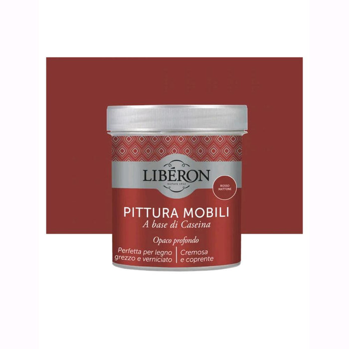 Liberon Pittura Vernice per Mobili alla Caseina Colore Rosso Mattone 500 ml