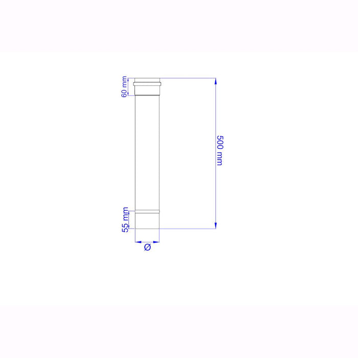 Tubo per Stufa a Pellet Acciaio rivestito con smalto porcellanato 50H cm 8 ⌀ cm - PNL801