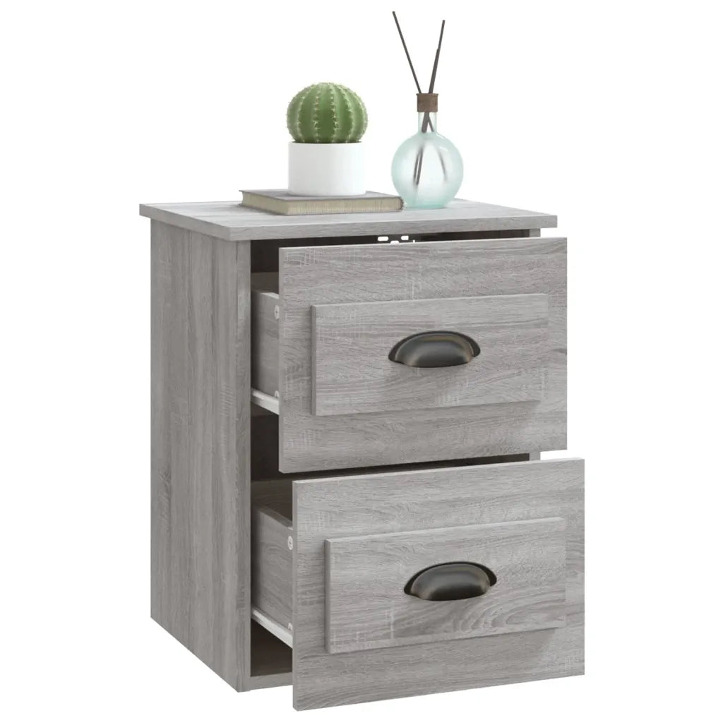 Comodini a Parete 2 pz-Set di 2 Tavolino da notte Grigio Sonoma 41,5x36x53 cm