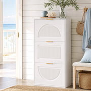 Scarpiere stretta con 3 ribalte 60 x 24 x 114 cm; bianco; in MDF e truciolare