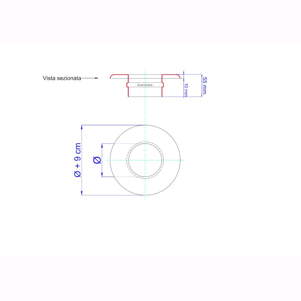 Rosone per Tubi Stufa a Pellet Acciaio rivestito con smalto porcellanato 10 ⌀ cm - PN1009