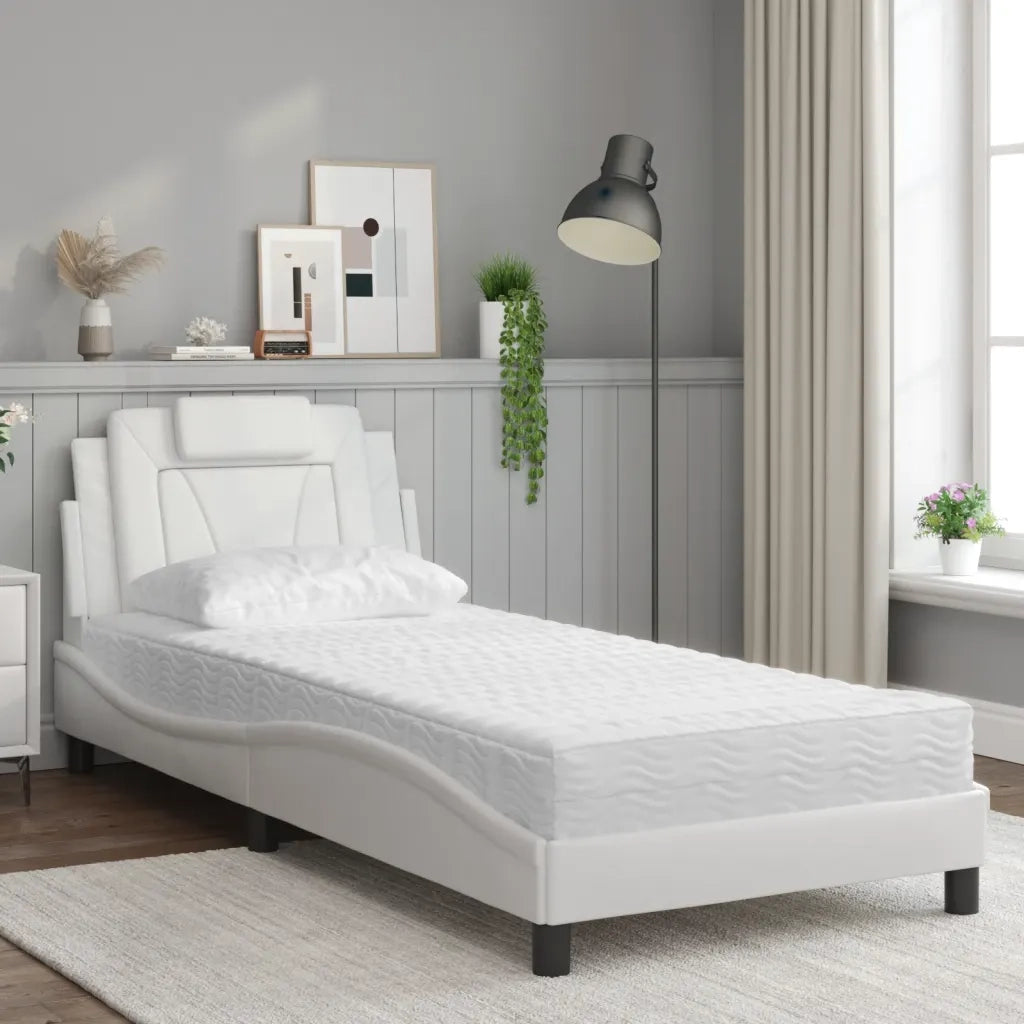 Letto Viana con Materasso Bianco 90x190 cm in Similpelle 3208762