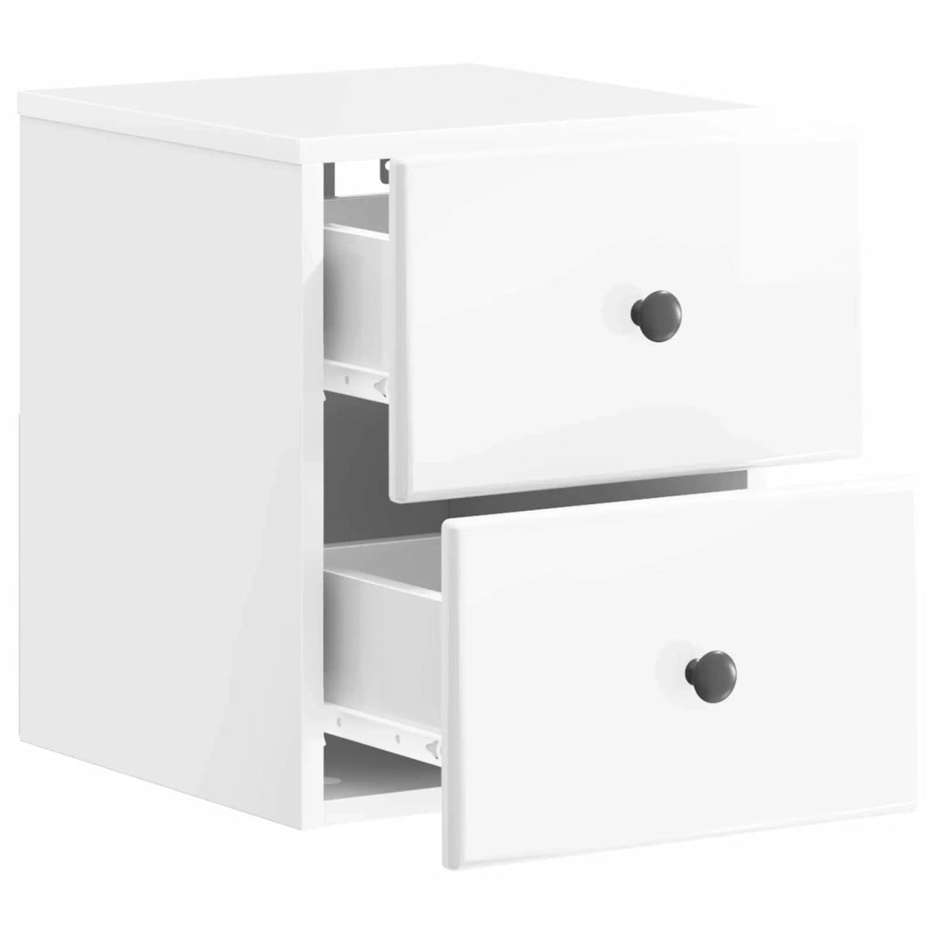 Mobiletto da notte a muro 2 pcs Bianco Lucido 34,5 x 33 x 40 cm