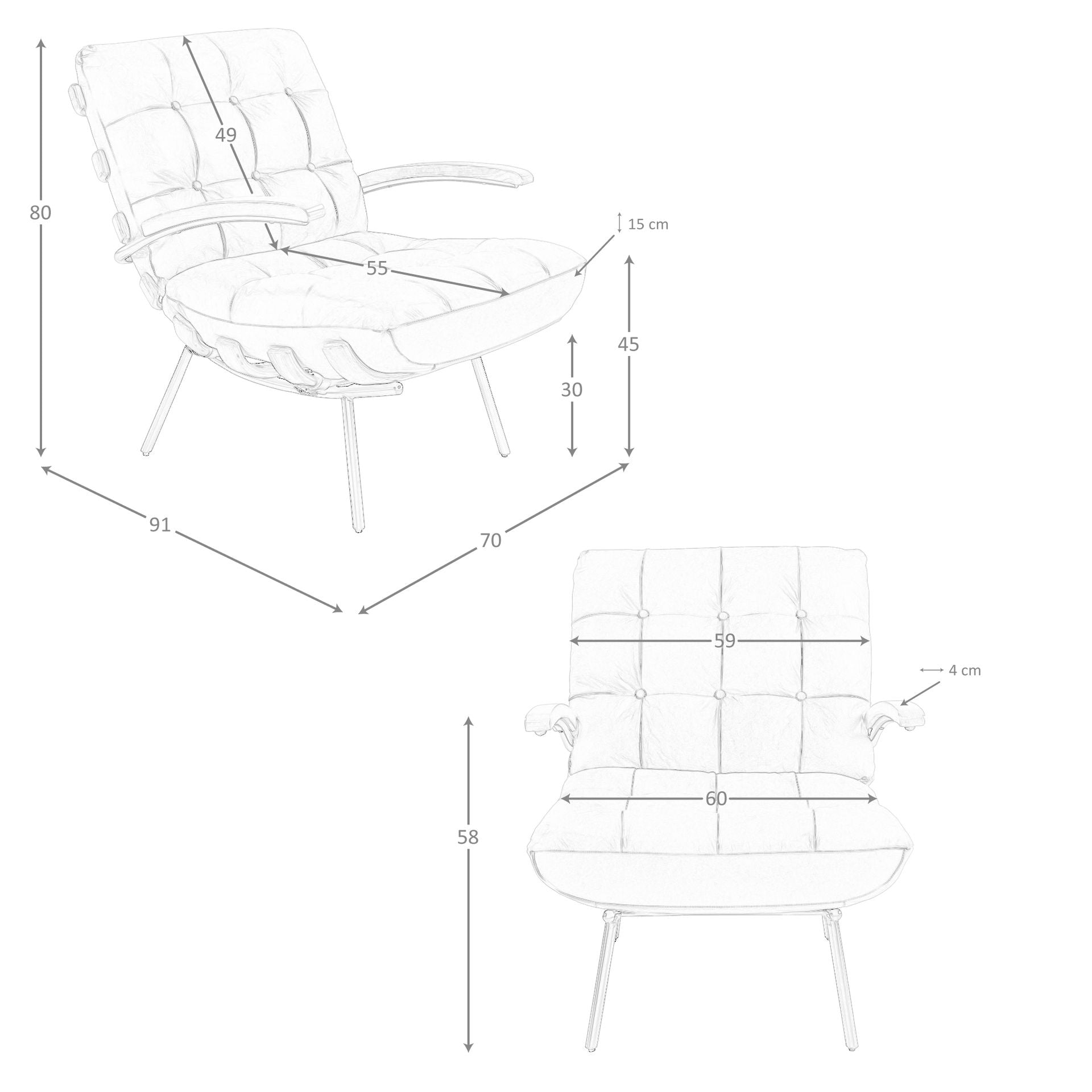 Poltrona in pelle marrone e frassino