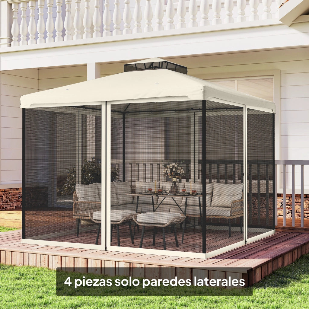 Pannelli Laterali con Zanzariera per Gazebo ¨C zephmum ¨C Nero 3x2 cm
