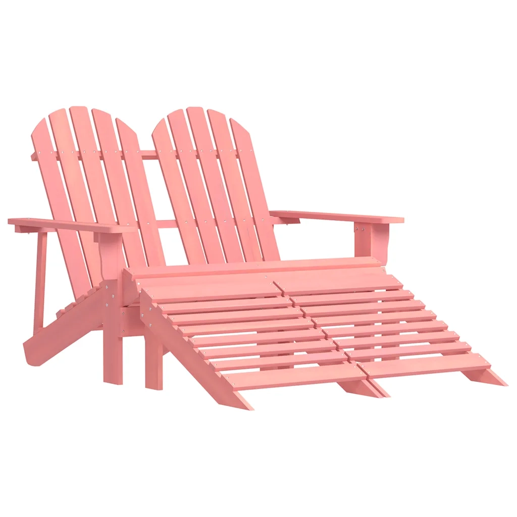 Sedia 2 Posti Adirondack con Ottomana in Abete Massello Rosa cod mxl 21549