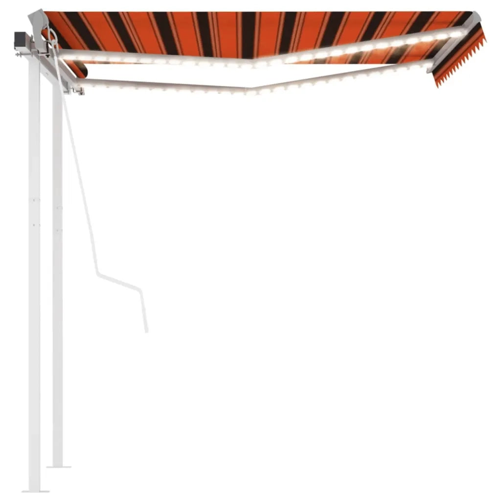 Tenda da Sole con LED Sensore Vento 3,5x2,5 m Arancio Marrone 3069935