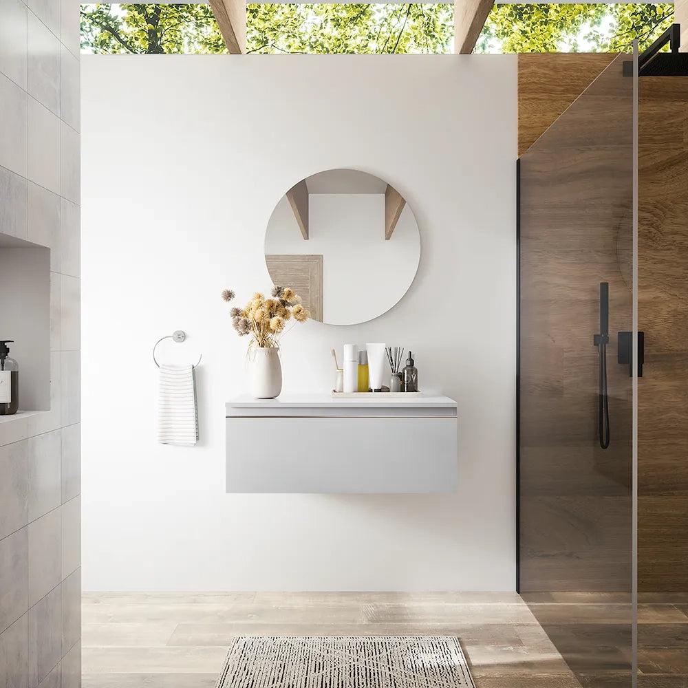 Cassettone sospeso 80 cm grigio perla opaco | Darwin