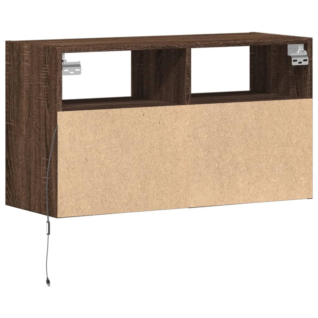 Mobile TV multimediale scaffale TV credenza mobile TV sala da pranzo soggiorno camera da letto mobile da parete con luci LED rovere 80 x 31 x 45 cm marrone 02_0027962