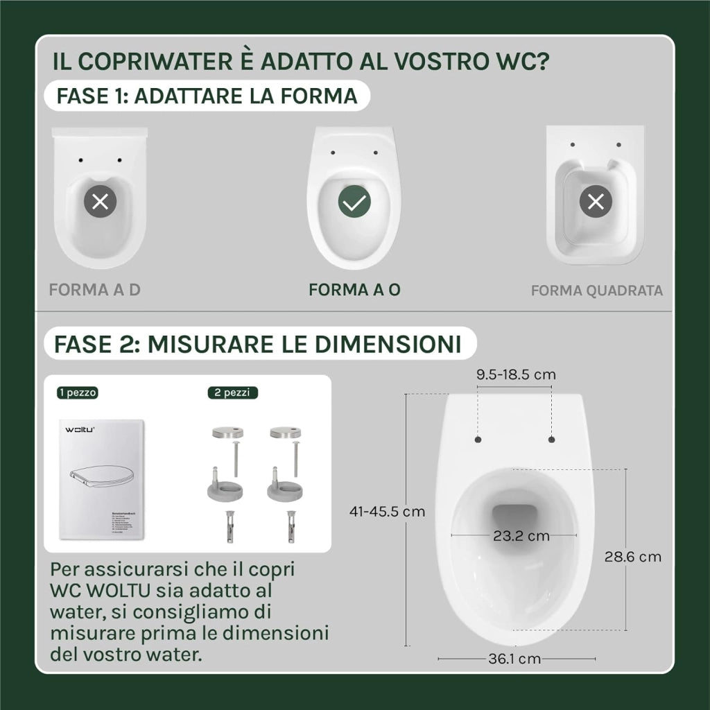 Copriwater Sedile WC Universale Coperchio con Chiusura Ammortizzata Soft Close Toilet Seat Bagno in Plastica Bianco a Forma di O
