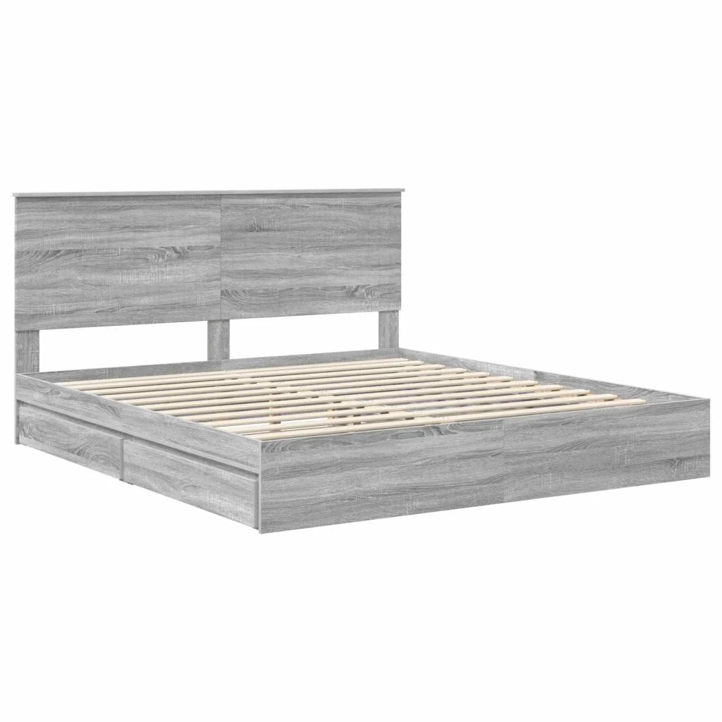 Letto con Contenitore con testiera Grigio Sonoma 180 x 200 cm