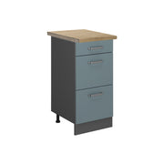 Vicco Mobiletto base per cucina Grigio-blu 40 cm con cassetti, PL Rovere