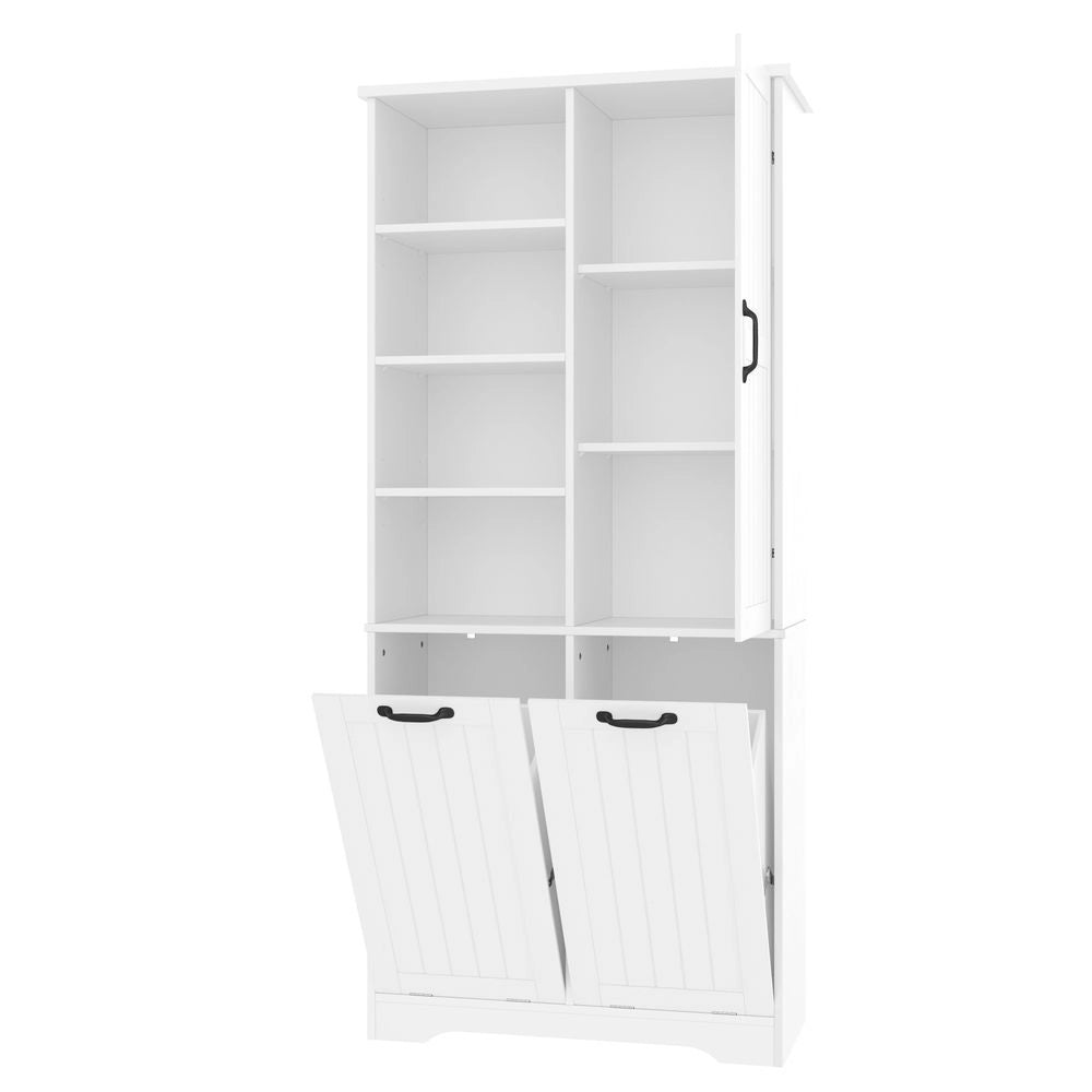 Armoire de bain - Xylo - 78x35x172cm - Bianco - Doppio cesto, ripiani regolabili, resistente all'umidit??