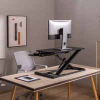 Toboli Alzata per monitor 80x40cm con porta tastiera, regolabile, Supporto di rialzo per computer