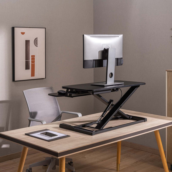 Toboli Alzata per monitor 80x40cm con porta tastiera, regolabile, Supporto di rialzo per computer