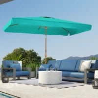 Ombrellone da Giardino 2x3 m con Apertura a Manovella, Inclinabile e Anti UV 50+, Turchese