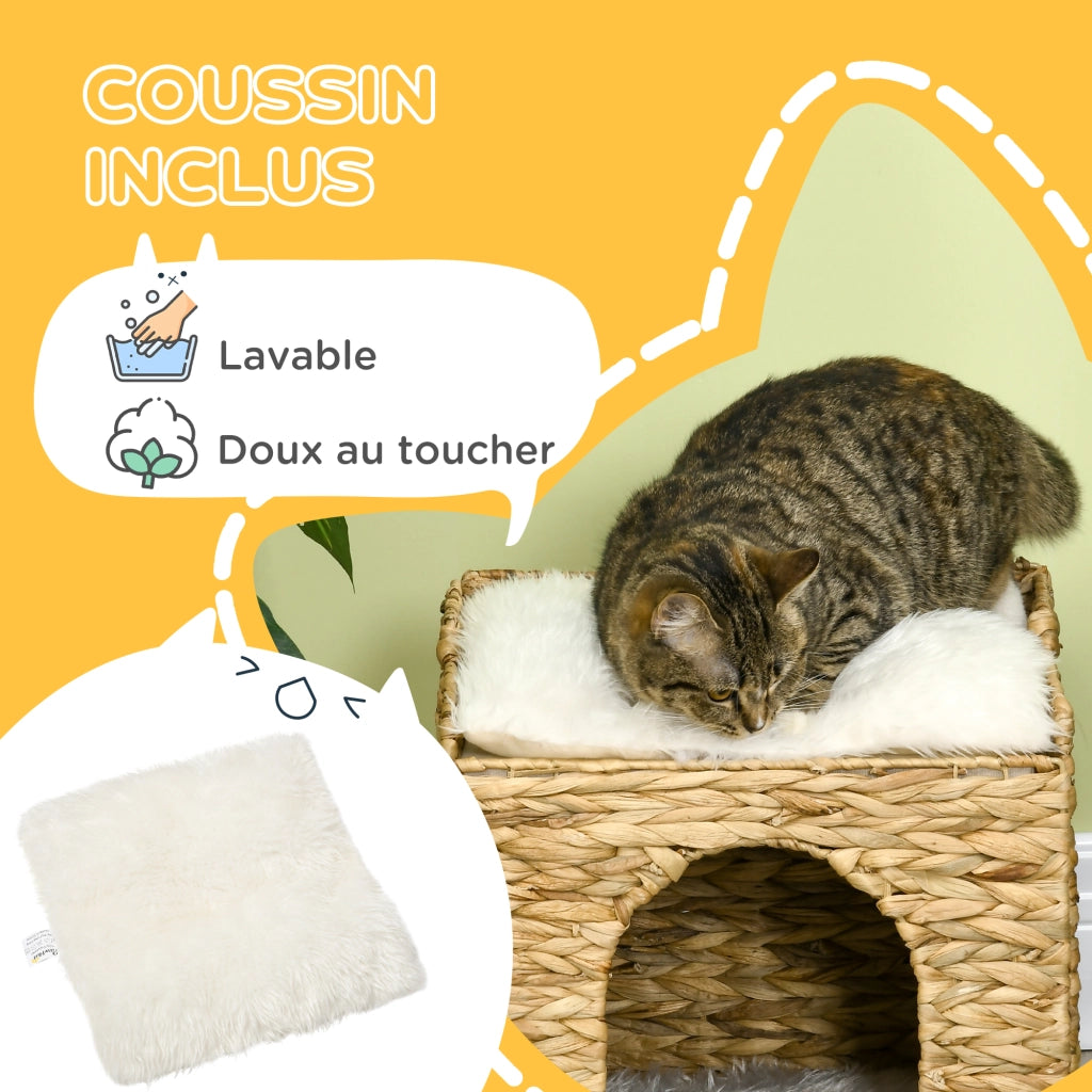 Niche pour chat 2 livelli con cuscini ¨C Zephmum ¨C 37.5x37.5x41.5 cm marrone crema